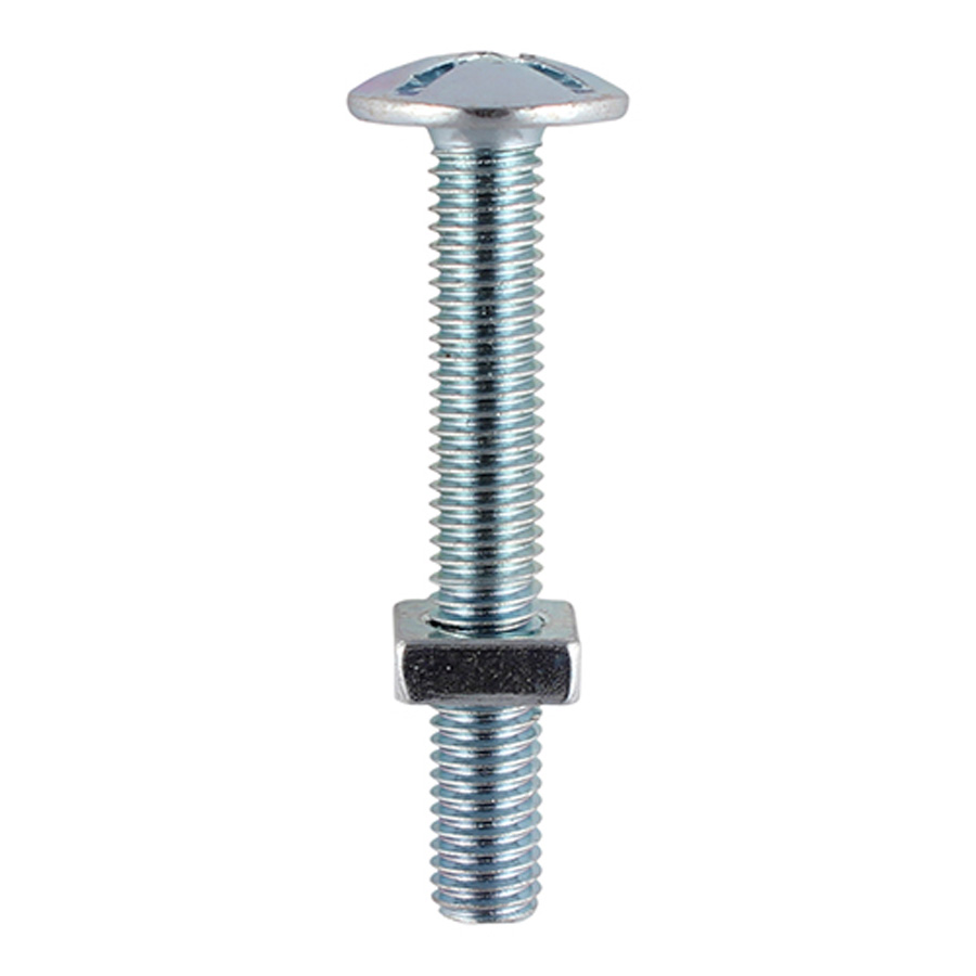 Timco 0650RBP M6 x 50mm Zinc Roofing Bolt and Square Nut Pack of 8