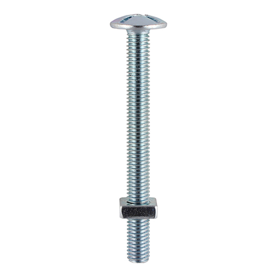 Timco 0680RBP M6 x 80mm Zinc Roofing Bolt and Square Nut Pack of 4