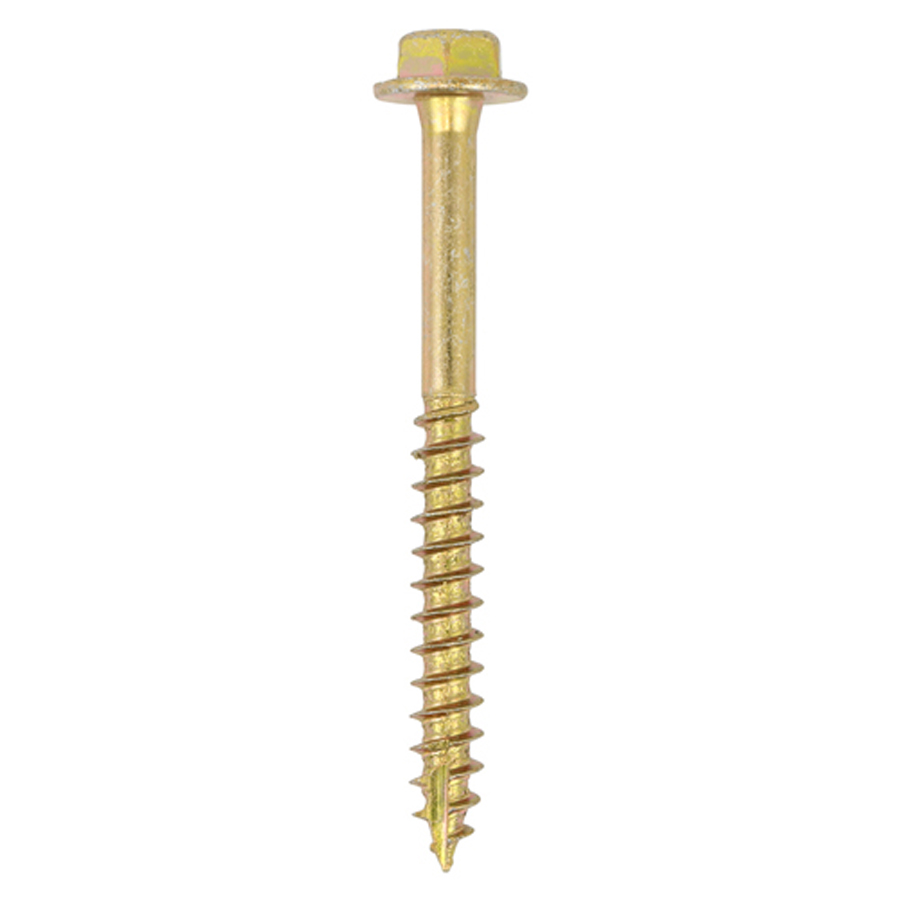 Timco 10130SCSY 10mm x 130mm Yellow Hex Flange Advanced Coach Screw Pack of 50