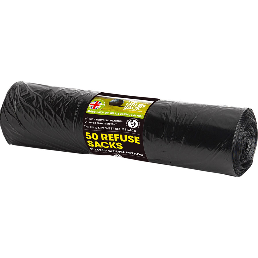 FL0913 Black Bin Liners Pack of 50 Hevey Building Supplies