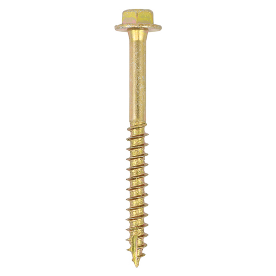 Timco 1080SCSY 10mm x 80mm Yellow Hex Flange Advanced Coach Screw Pack of 50