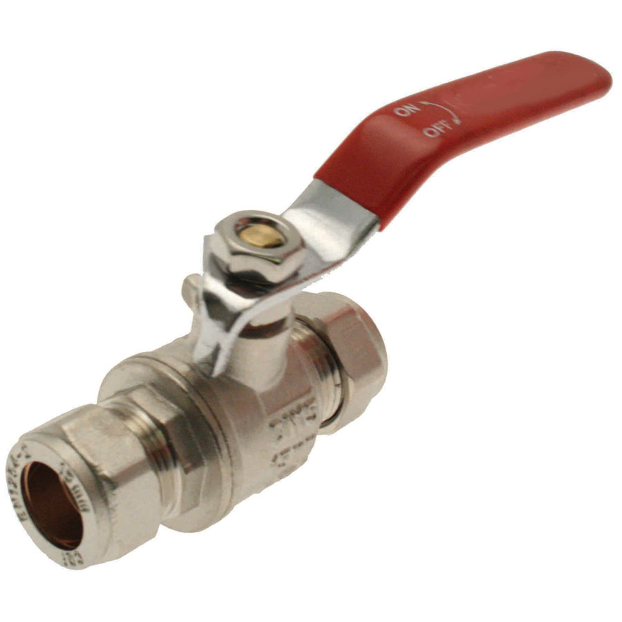 Embrass Peerless 305615 15mm Red Handle Lever Ball Valve Compression
