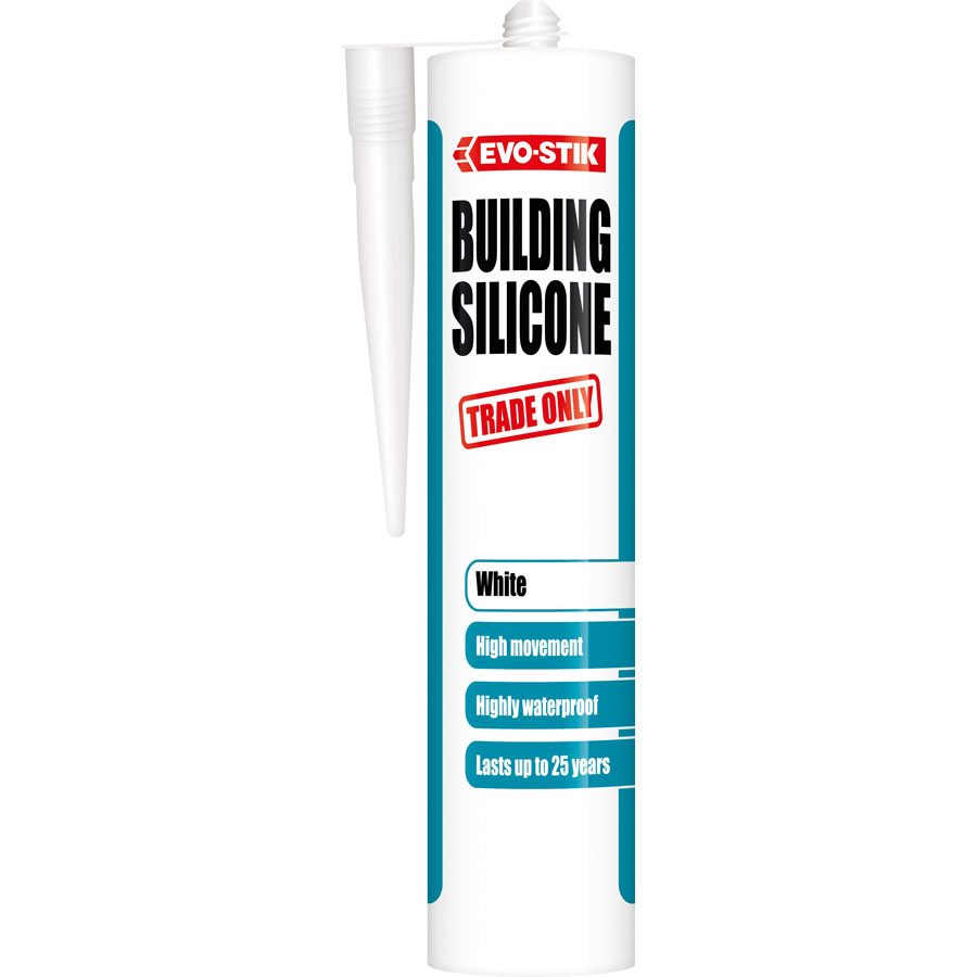 EvoStik 310ml Building Silicone Sealant White Low Modulus Hevey