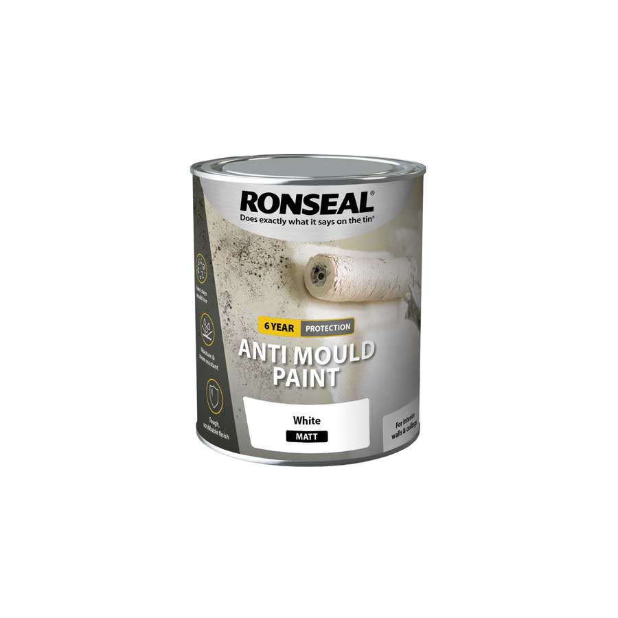 Ronseal 36623 Matt White Anti Mould Paint 750ml Hevey Building Supplies