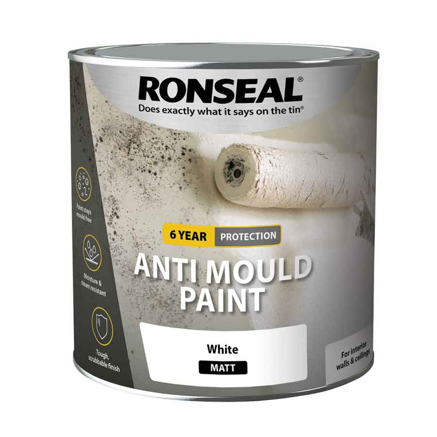 Ronseal 36624 Matt White Anti Mould Paint 2.5 Ltr