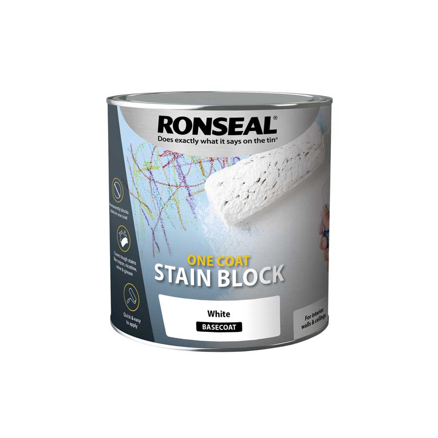 Ronseal 36961 White One Coat Stain Block 2.5 Ltr
