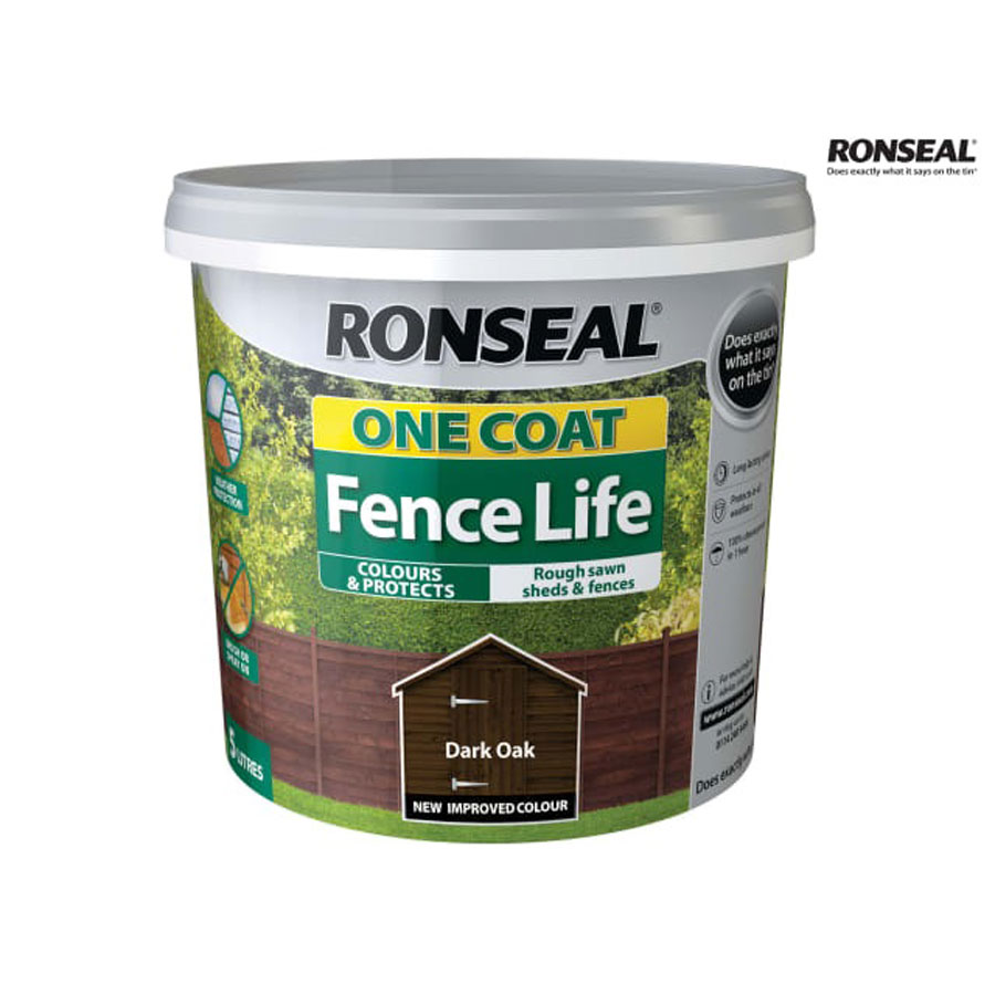 Ronseal One Coat Fence Life Dark Oak 5 Ltr