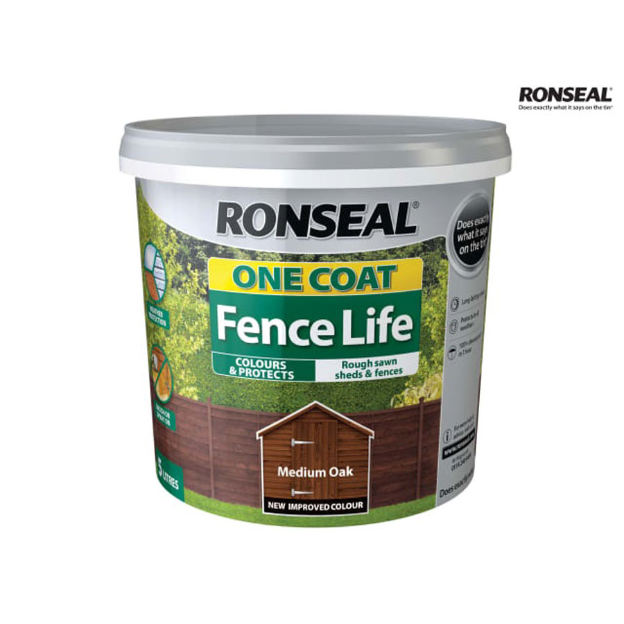 Ronseal One Coat Fence Life Medium Oak 5 Ltr