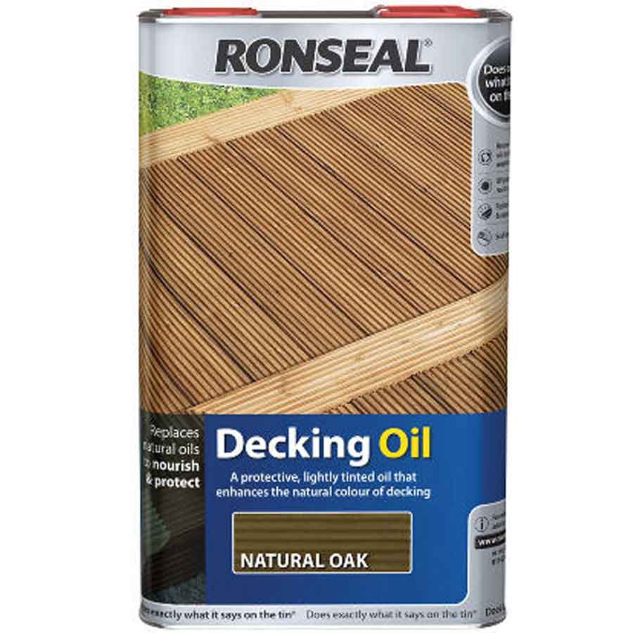 Ronseal 37299 Natural Oak Decking Oil 5 Ltr Hevey Building Supplies