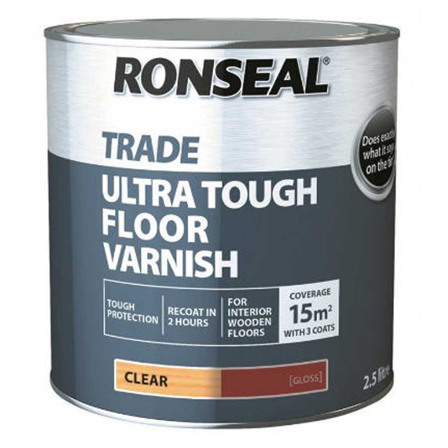 Ronseal Trade 38537 Ultra Tough Clear Gloss Floor Varnish 2.5 Ltr