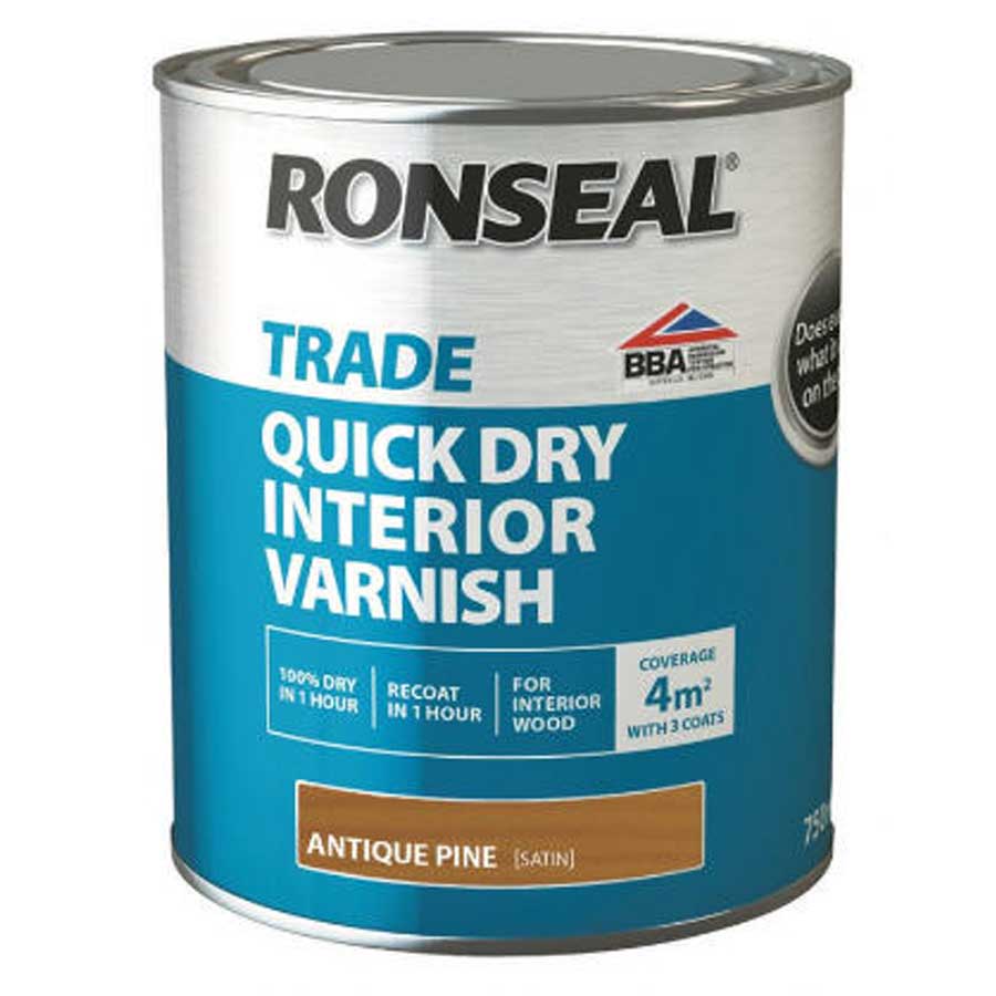 Ronseal Trade 38546 Quick Dry Antique Pine Interior Varnish 750ml