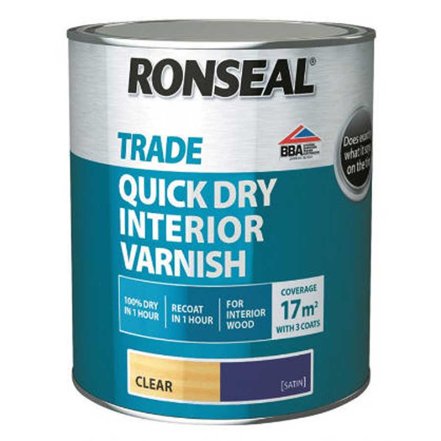 Ronseal Trade 38548 Quick Dry Clear Satin Interior Varnish 750ml