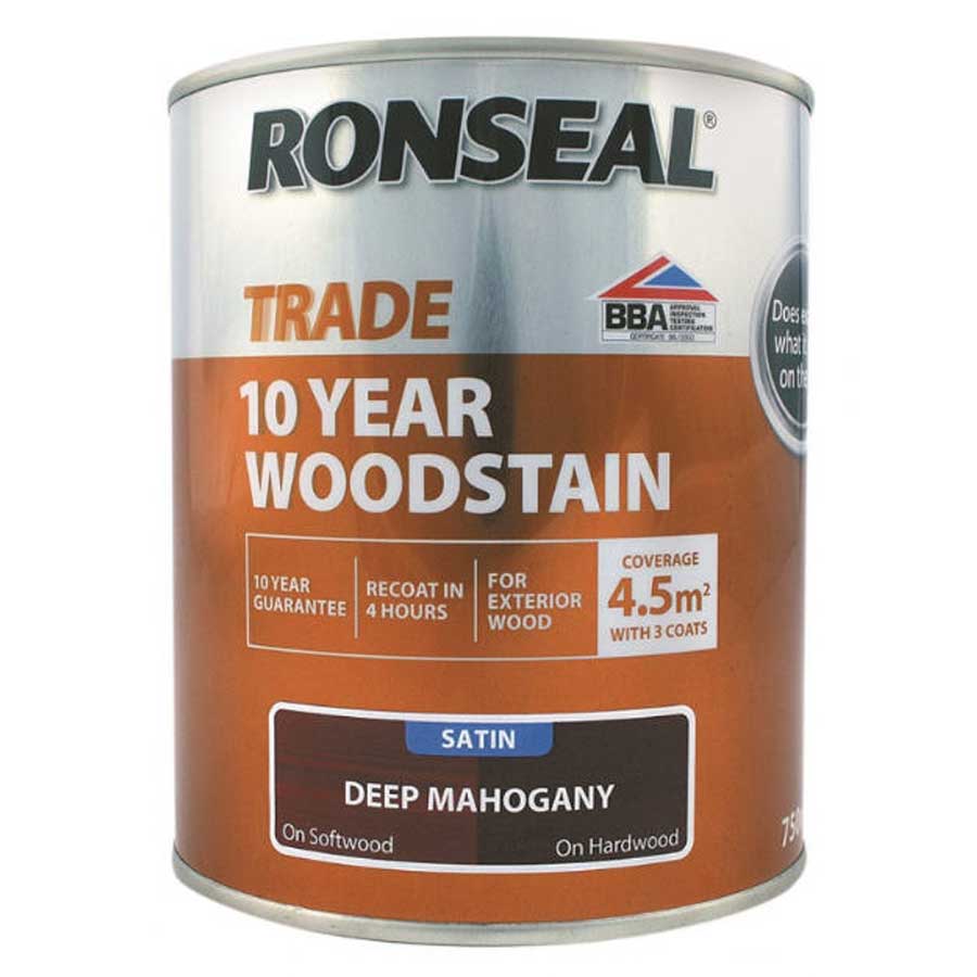 Ronseal Trade 38696 10 Year Deep Mahogany Wood Stain 750ml