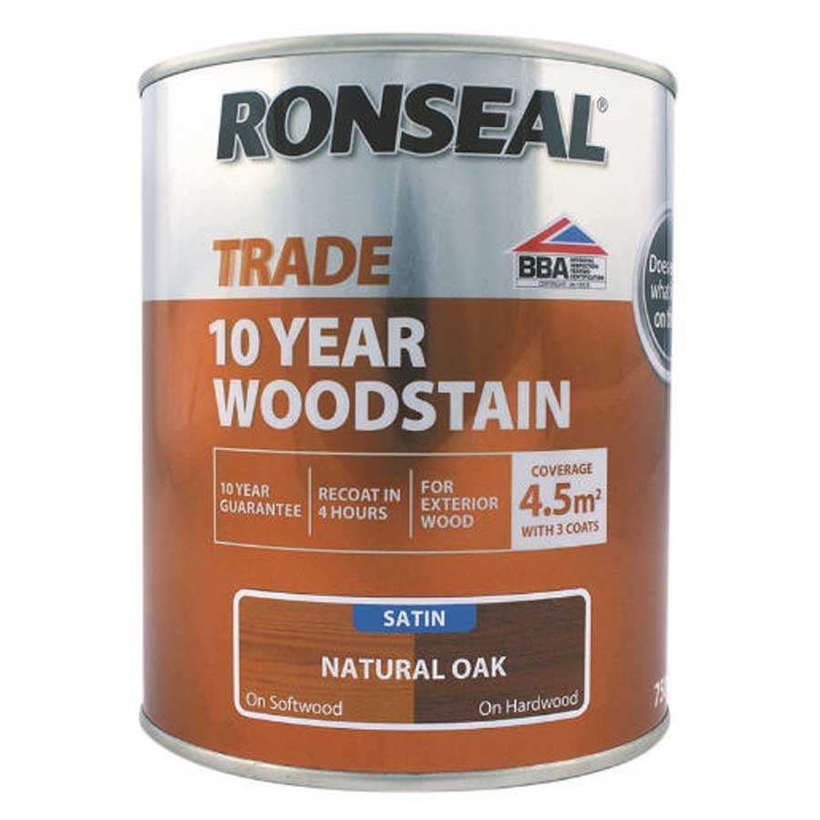 Ronseal Trade 38699 10 Year Natural Oak Wood Stain 750ml Hevey