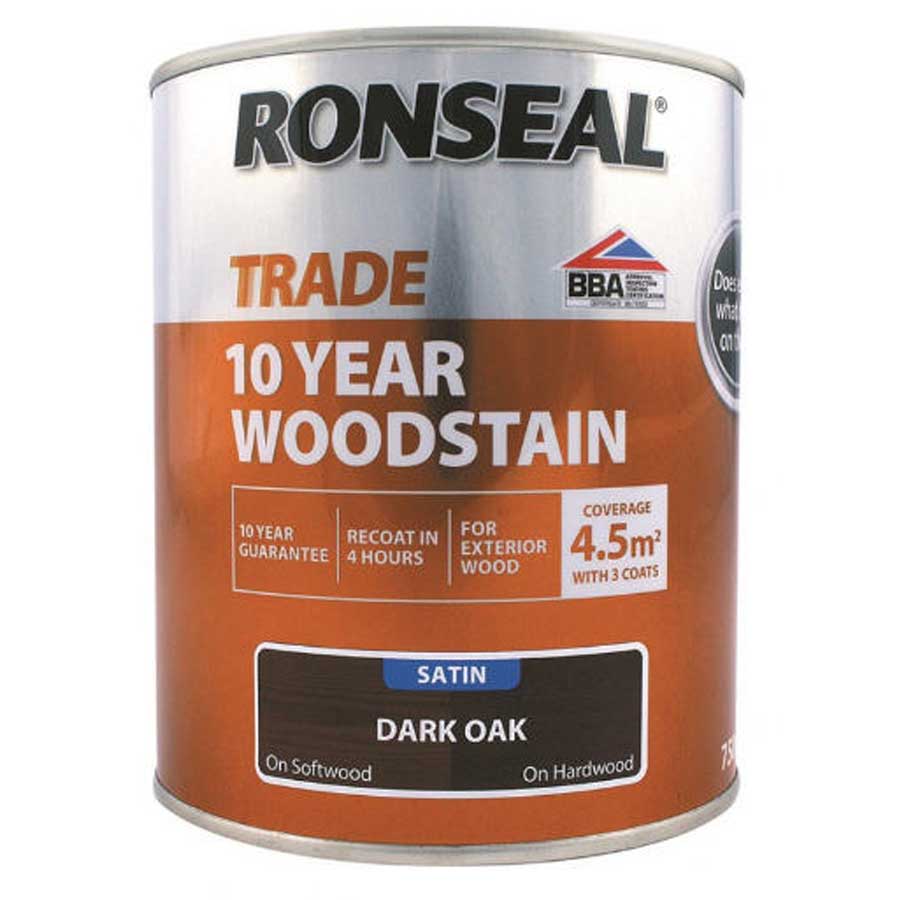 Ronseal Trade 38706 10 Year Dark Oak Wood Stain 750ml