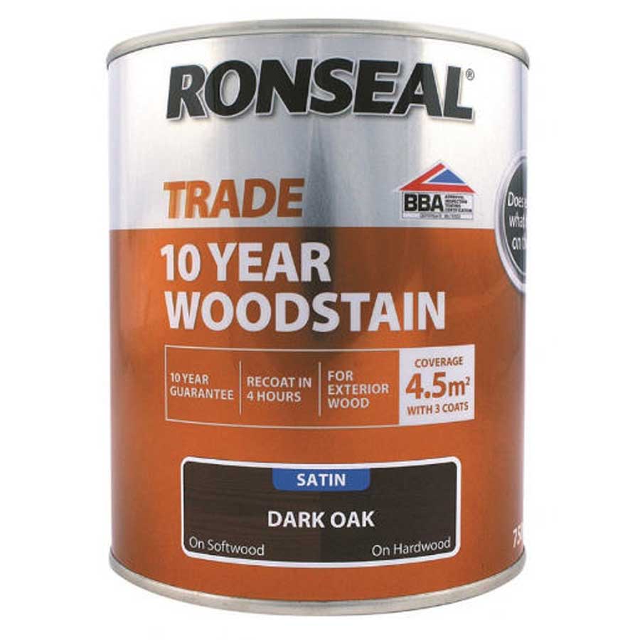 Ronseal Trade 38706 10 Year Dark Oak Wood Stain 750ml Hevey Building Supplies