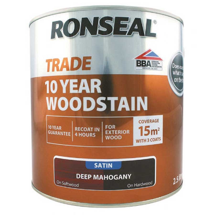Ronseal Trade 38707 10 Year Deep Mahogany Wood Stain 2.5 Ltr