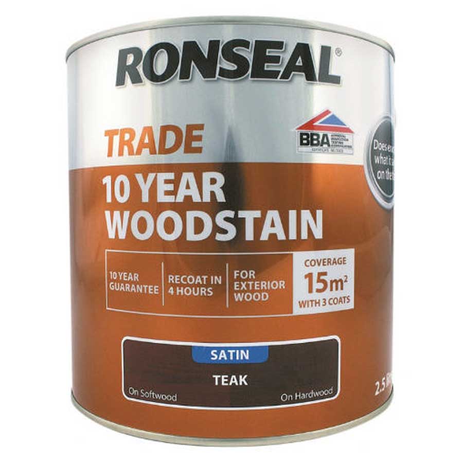Ronseal Trade 38708 10 Year Teak Wood Stain 2.5 Ltr