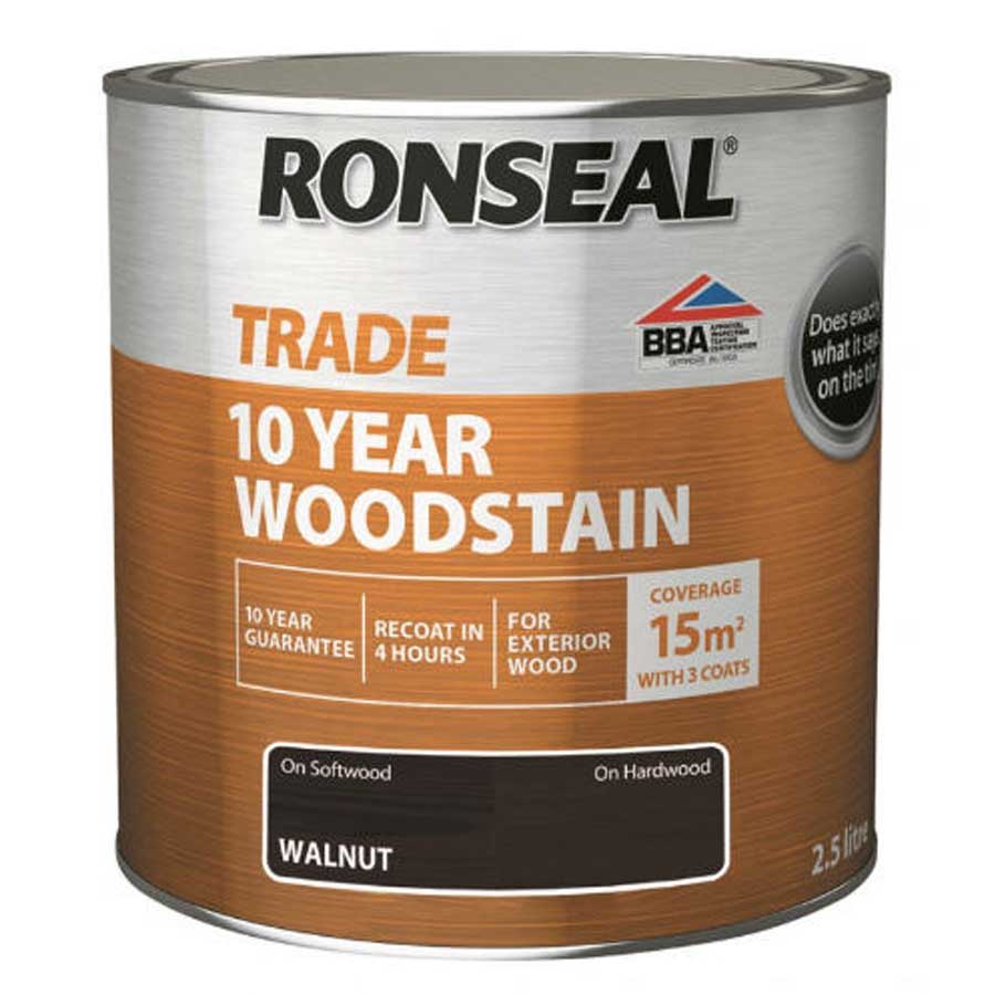 Ronseal Trade 38709 10 Year Walnut Wood Stain 2.5 Ltr