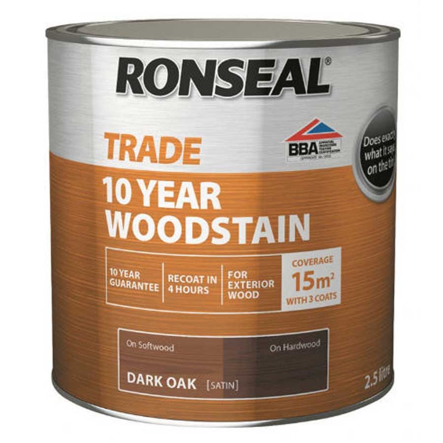 Ronseal Trade 38711 10 Year Dark Oak Wood Stain 2.5 Ltr