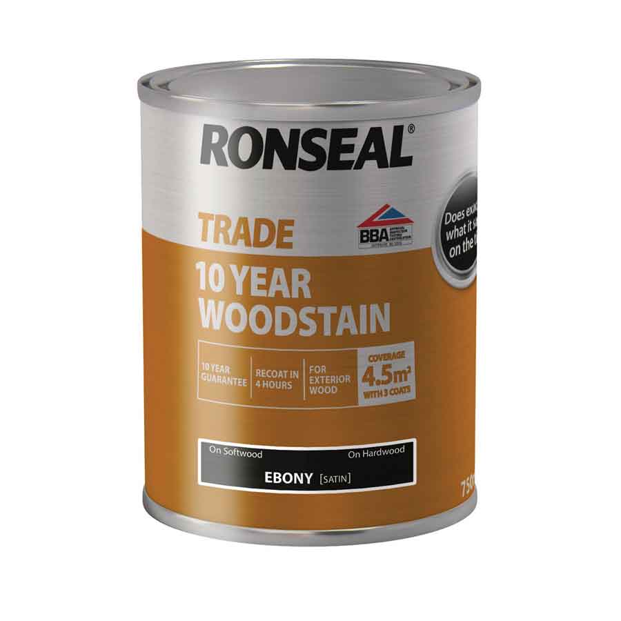 Ronseal Trade 39095 10 Year Ebony Wood Stain 750ml