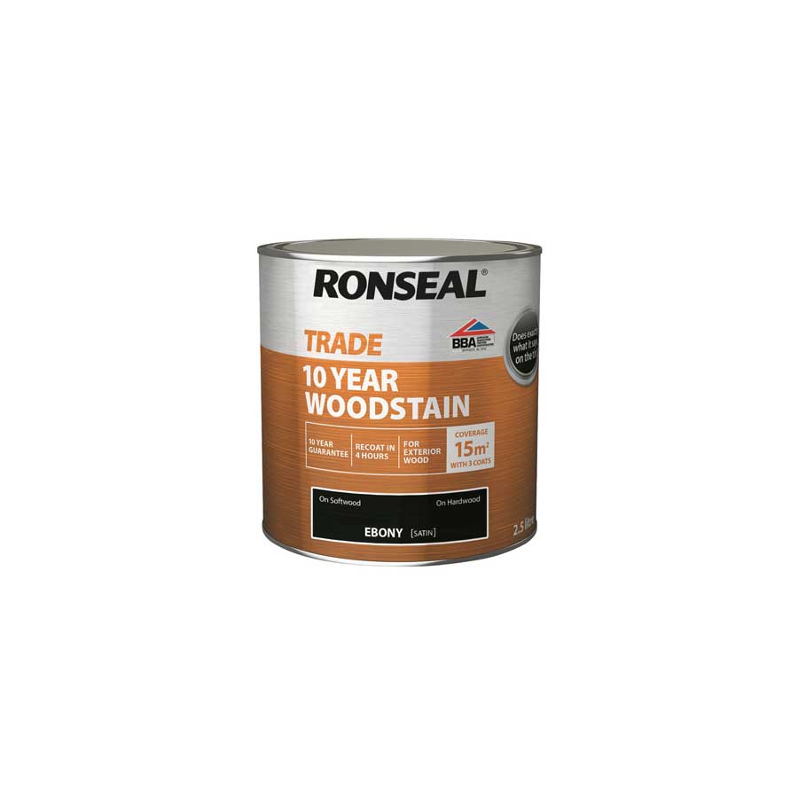 Ronseal Trade 39096 10 Year Ebony Wood Stain 2.5 Ltr