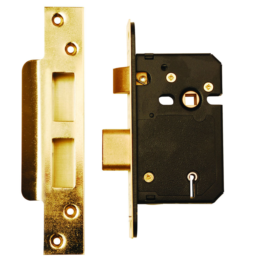 Dale Hardware 7145 Polished Brass 63mm 5 Lever BS3621 Mortice Sash Lock Hevey Building Supplies