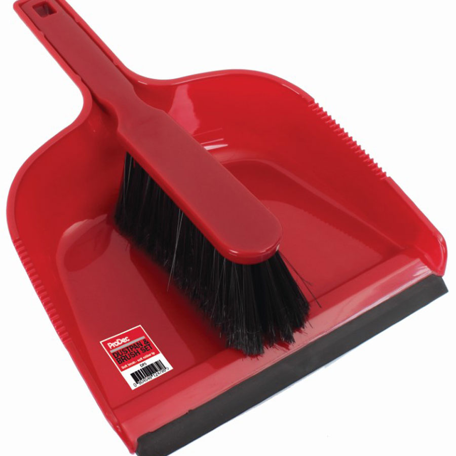 Prodec DPS Red Plastic Dustpan and Banister Brush Set Hevey Building