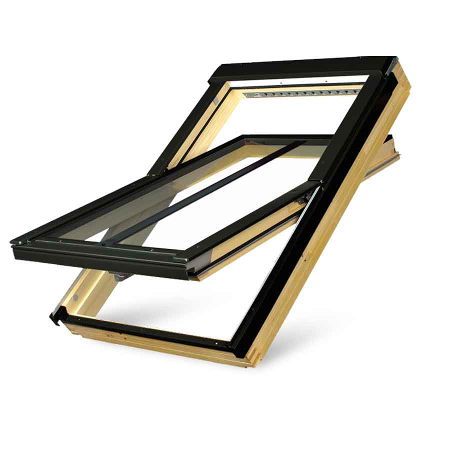 Fakro 875E01 FTP-V/C P2 550mm X 780mm Natural Pine Conservation Style Centre Pivot Roof Window