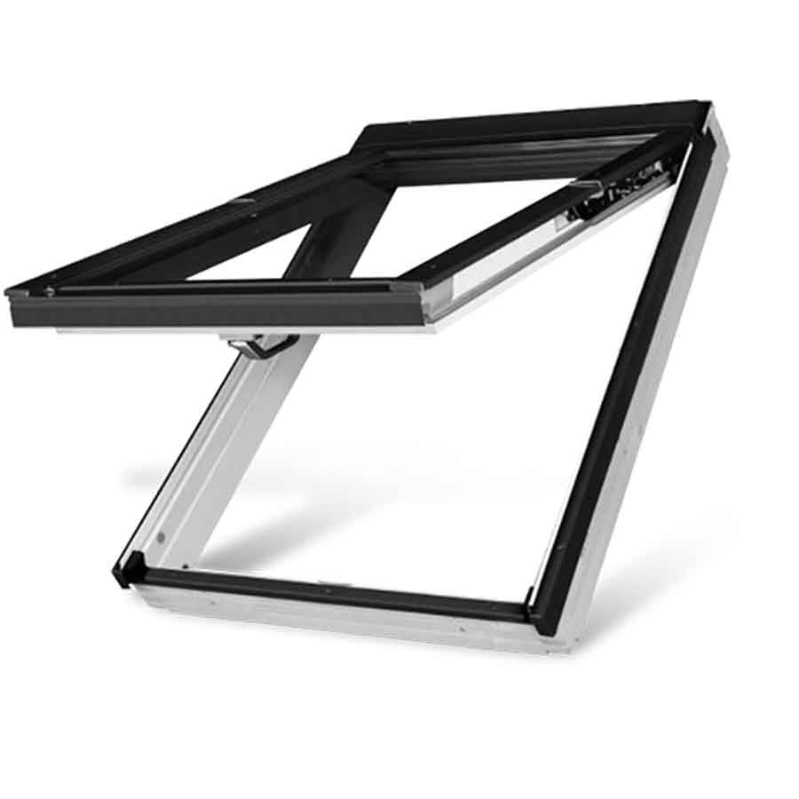 Fakro 879H02 FPW-V P2 02 550mm X 980mm White Acrylic Top Hung Centre Pivot Glazing Roof Window