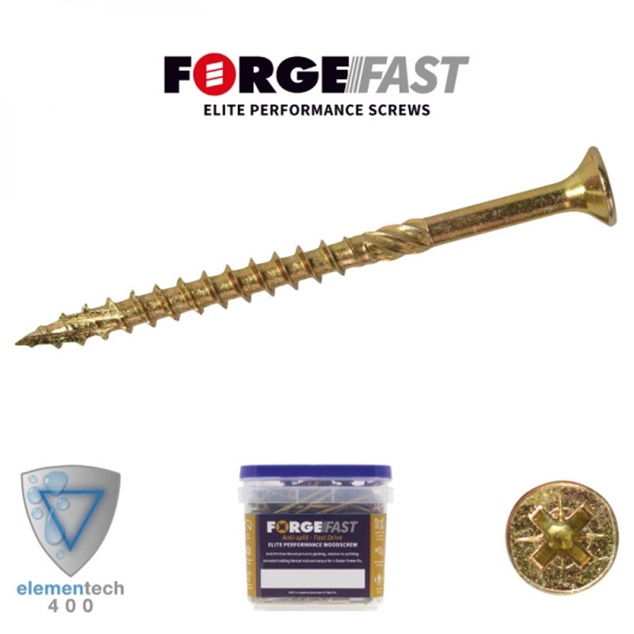 Forgefix ForgeFast FFP590YT 5mm x 90mm Pozi Woodscrews Pack of 350
