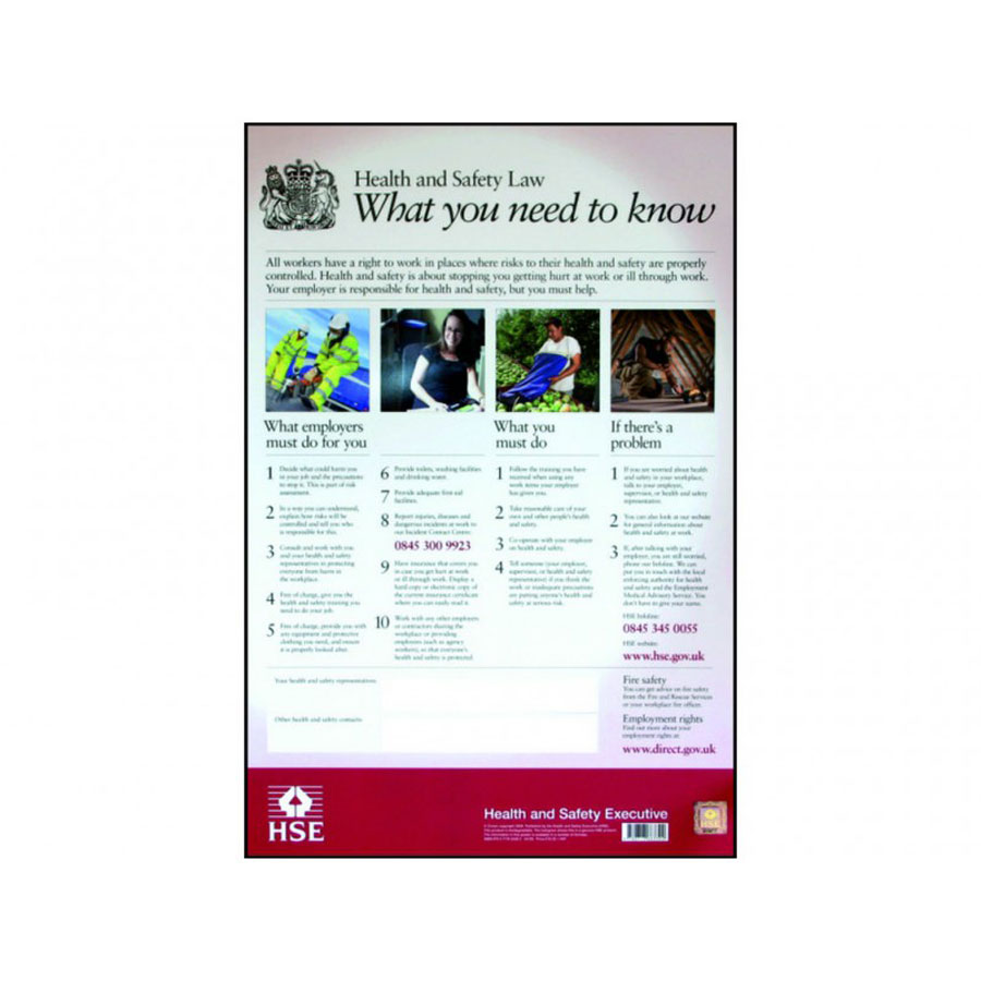Health and Safety Law Poster Laminated 420mm x 594mm