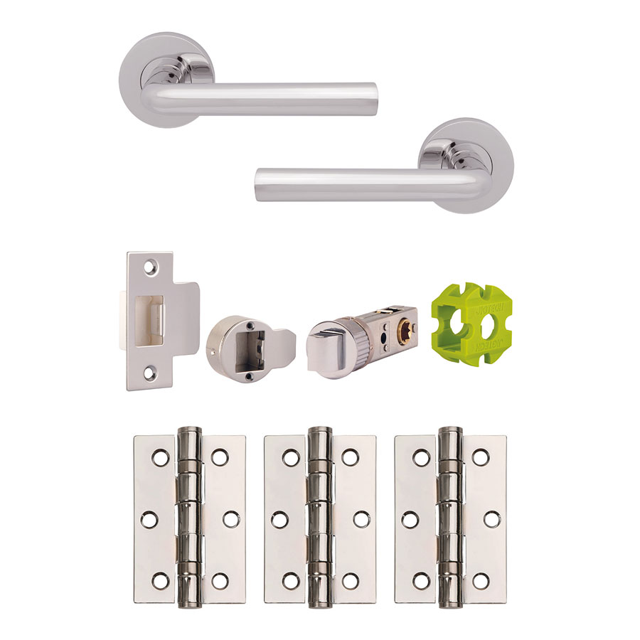 Jigtech JTB72025 PCP Round Rose Riva Lever Door Handle Pack