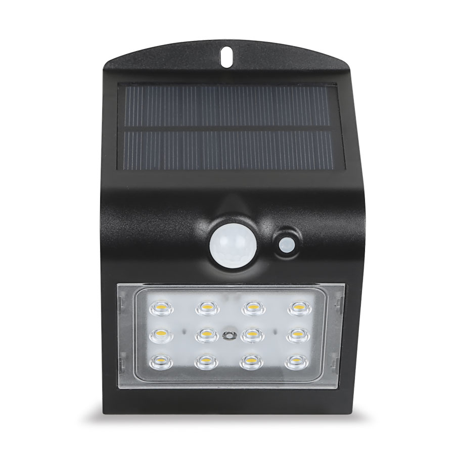 Luceco LEXS22B40 Black 1.5W 220lm IP65 Exterior Solar LED Wall Light