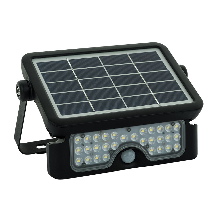 Luceco LEXSF6B40 Black 5W 550lm IP65 Exterior Solar LED Floodlight