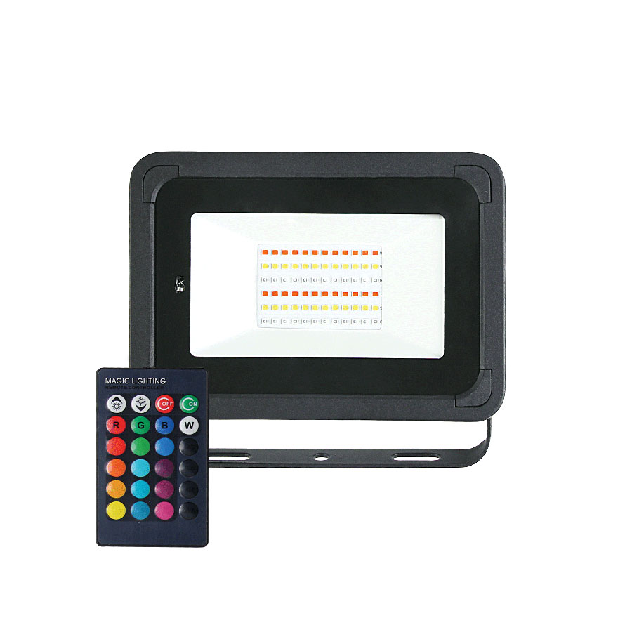 Lumineux 430014 Tring Black 20W RGBW LED Floodlight Hevey Building Supplies