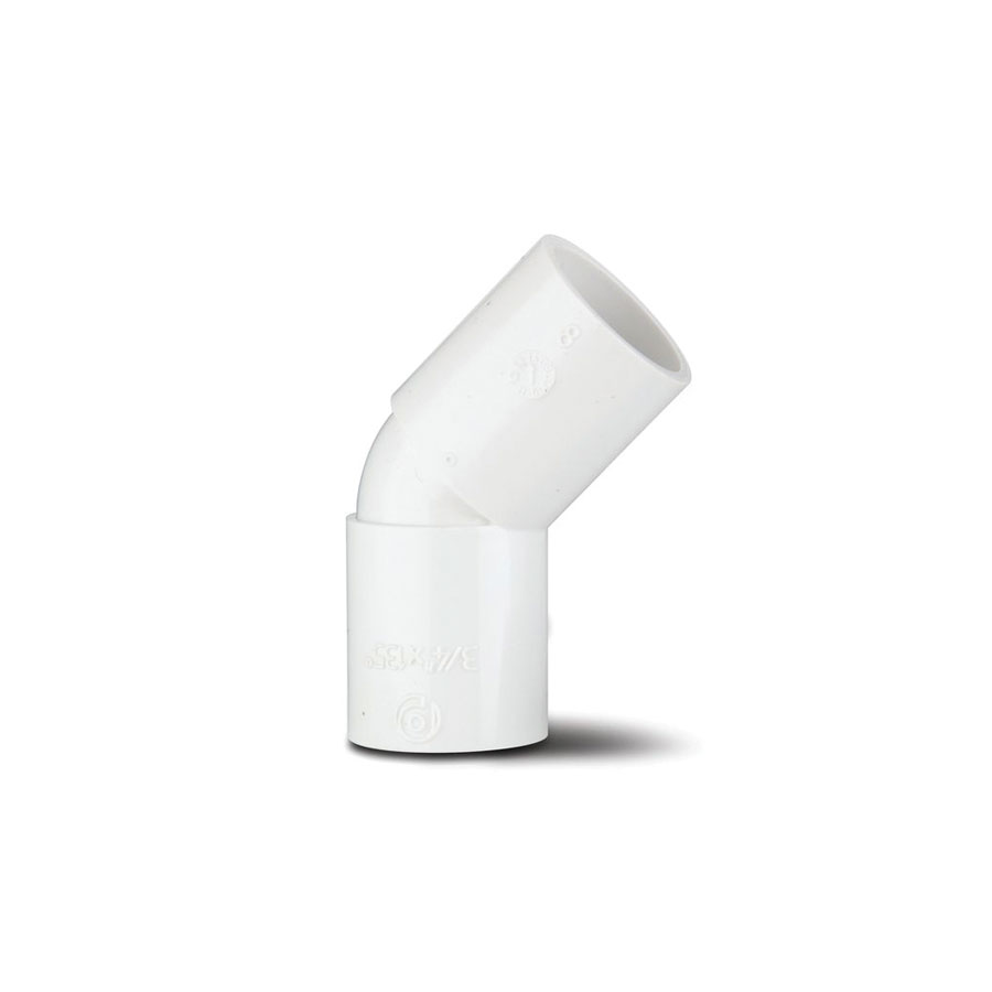 Polypipe NS55W 45° Overflow Pipe Bend White 21.5mm