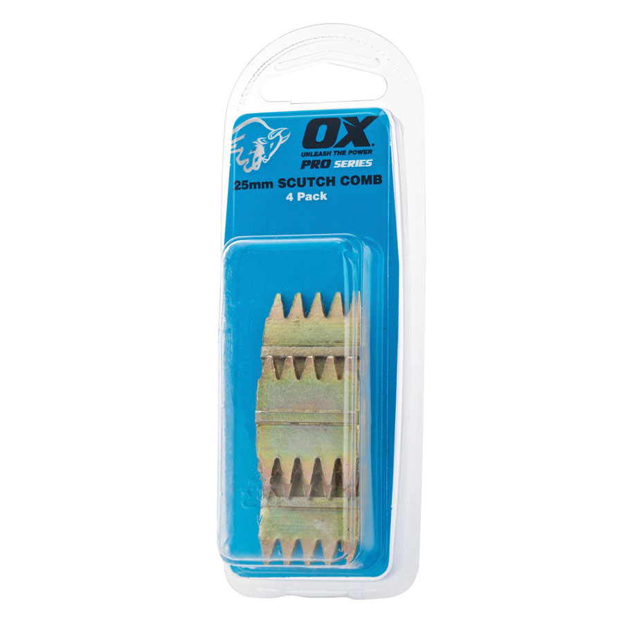 OX Pro OX-P080725 25mm Scutch Combs Pack of 4