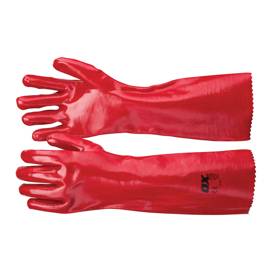 OX OX-S246845 PVC Gauntlets Red 450mm Extra Large Gloves
