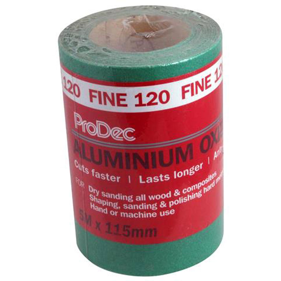Prodec PAALV120 5m Green 120 Grit Aluminium Oxide Sand Paper Roll