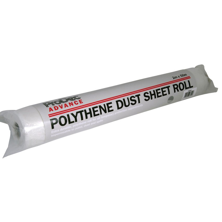 Prodec PDSR50 2m x 50m Extra Durable Polythene Dust Sheet Roll
