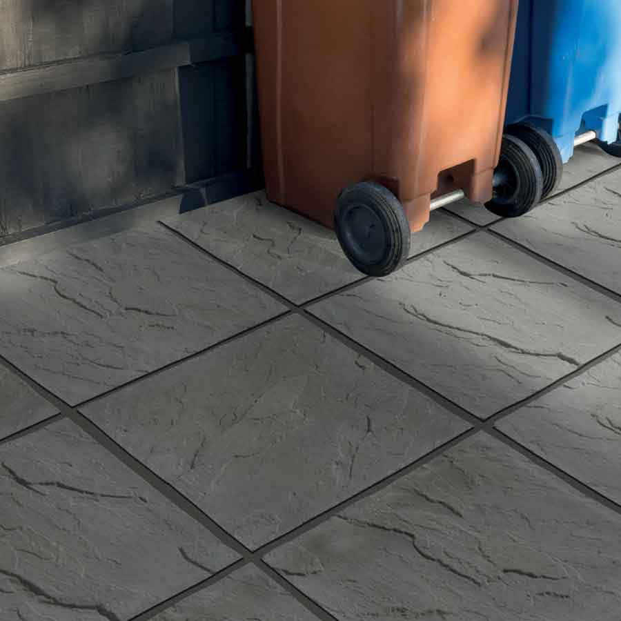 Bradstone Peak Riven 450mm x 450mm x 32mm Paving Slab Dark Grey Hevey Building Supplies