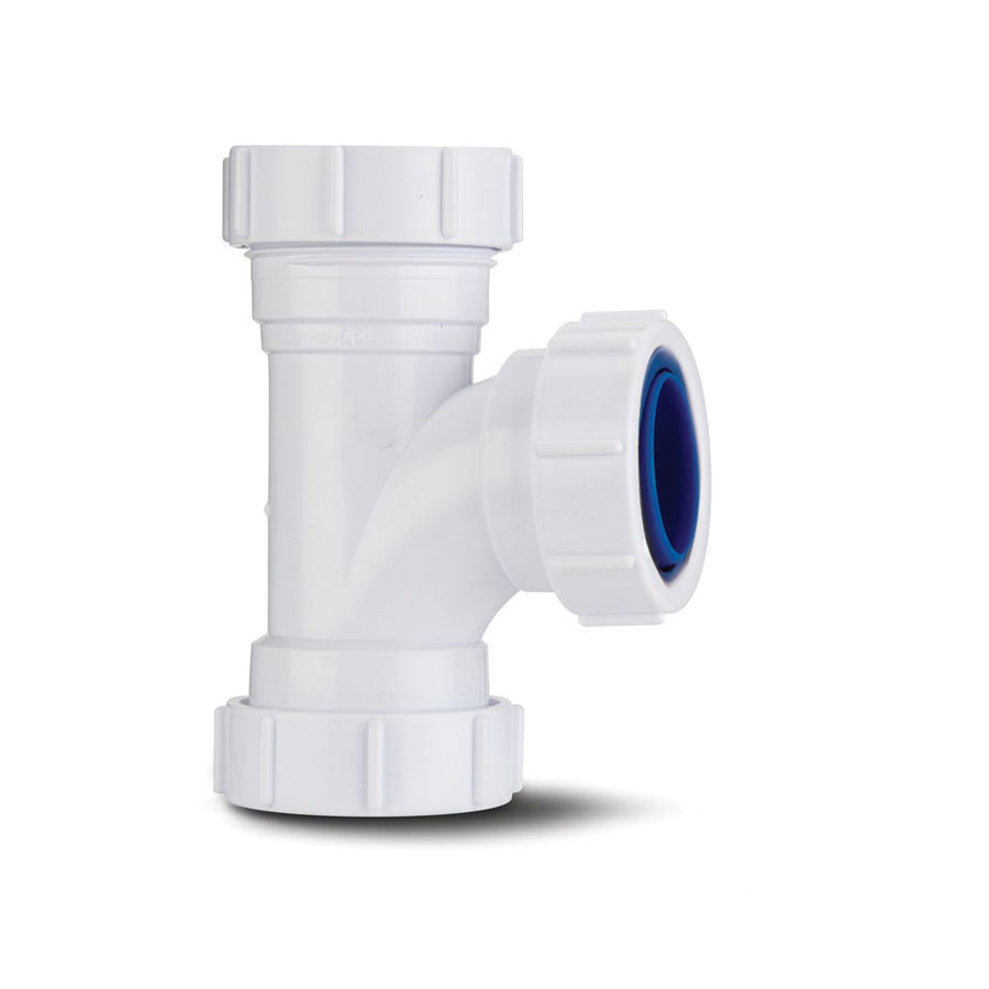 Polypipe PS21 Compression 91.25° Waste Equal Tee White 32mm