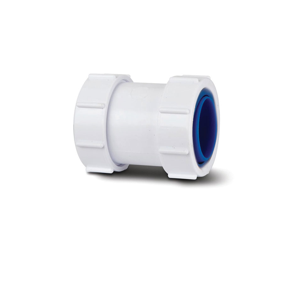 Polypipe PS32 Compression Waste Straight Connector White 32mm