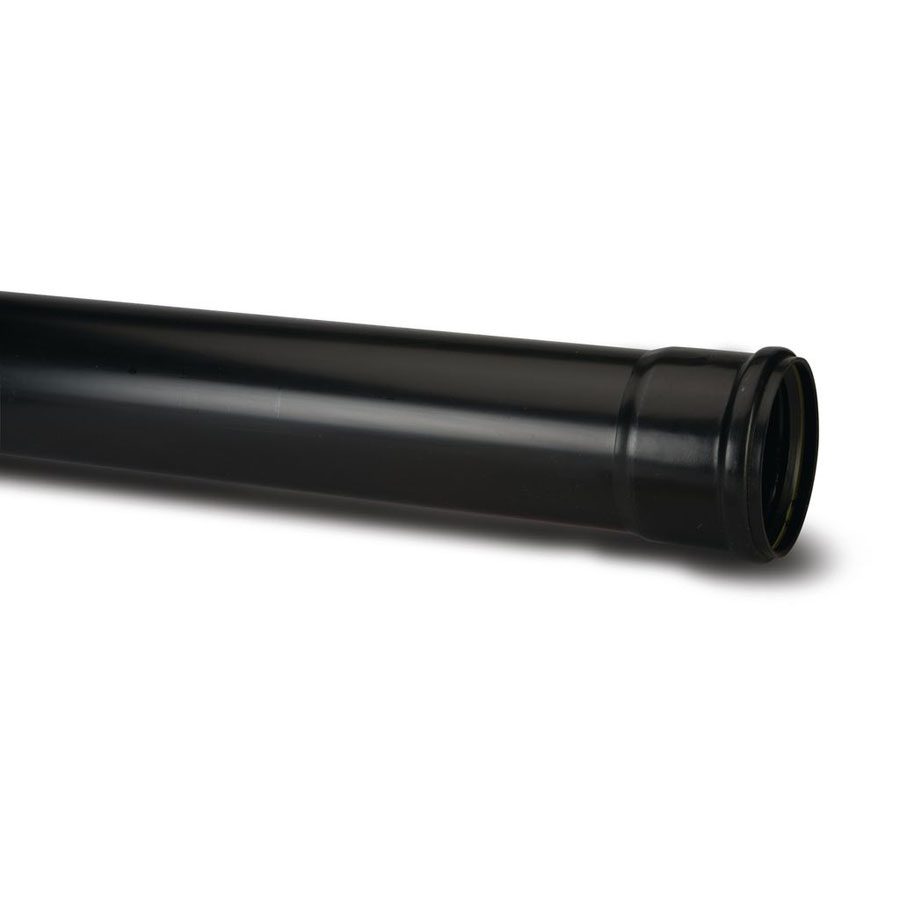 Polypipe SP430B Single Socket Pipe Black 110mm x 3m