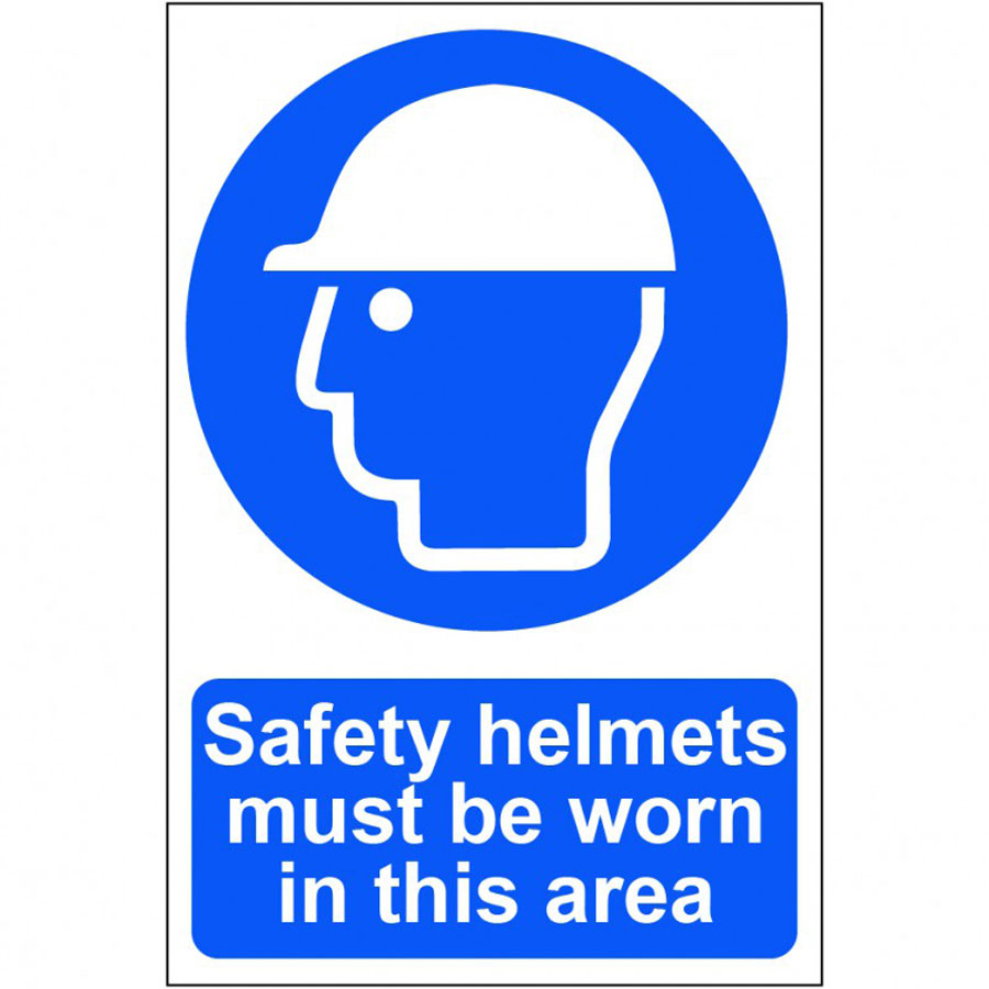 "Safety Helmets Must Be Worn In This Area" PVC Sign 200mm x 300mm