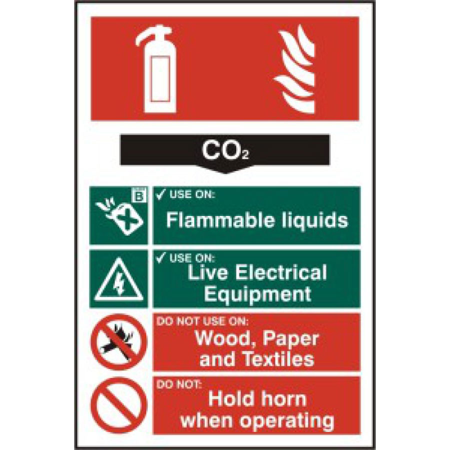 "CO2" Fire Extinguisher PVC Sign 200mm x 300mm