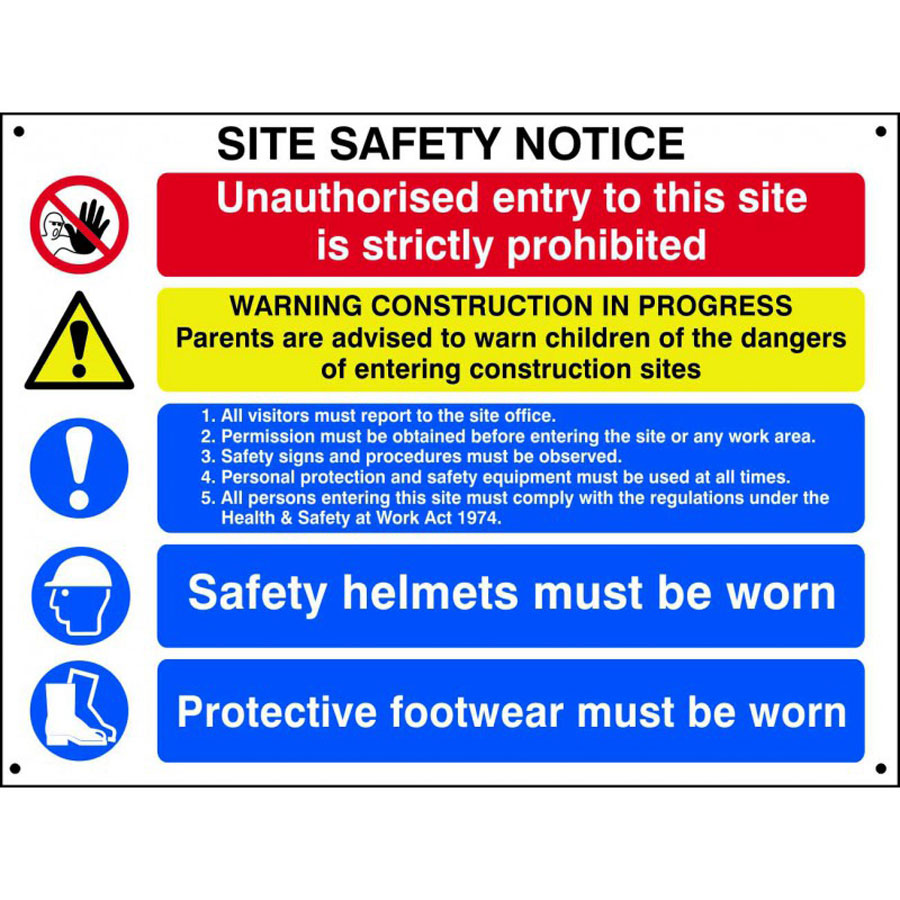Composite Site Safety Notice FMX Sign 800mm x 600mm
