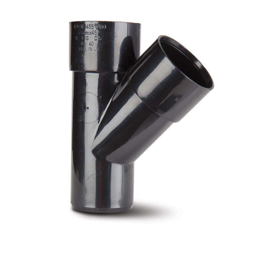 Polypipe WS53B Solvent Weld ABS 45° Waste Junction Black 50mm Hevey