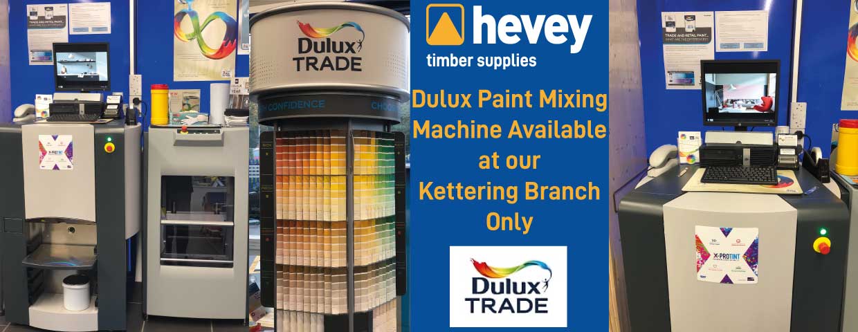 Dulux Paint Mixing Machine Available at our Kettering Branch Only. Kettering - 2, Garrard Way, Telford Industrial Estate, Kettering, NN16 8TD.
